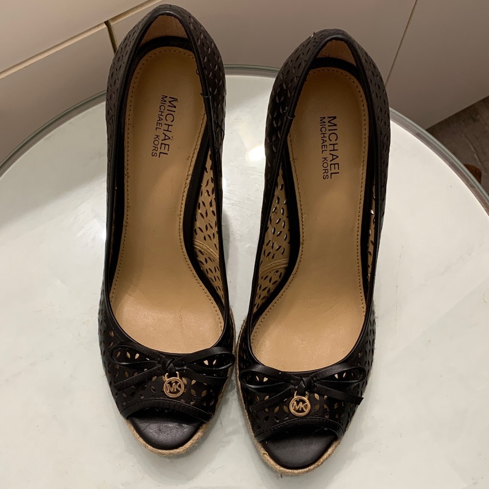 Michael Kors Black Cutout Peep Toe Heels used and great condition